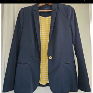 Zara Terez Navy Blazer with Yellow Striped Inner
